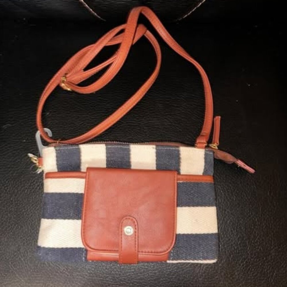 Striped Navy Wallet Crossbody Purse Bag